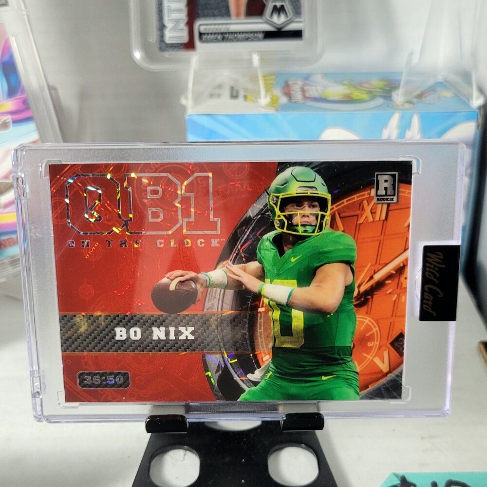 2023 Wild Card QB1 On The Clock Bo Nix /50 Red Encased #OCW-BN1 Denver Broncos